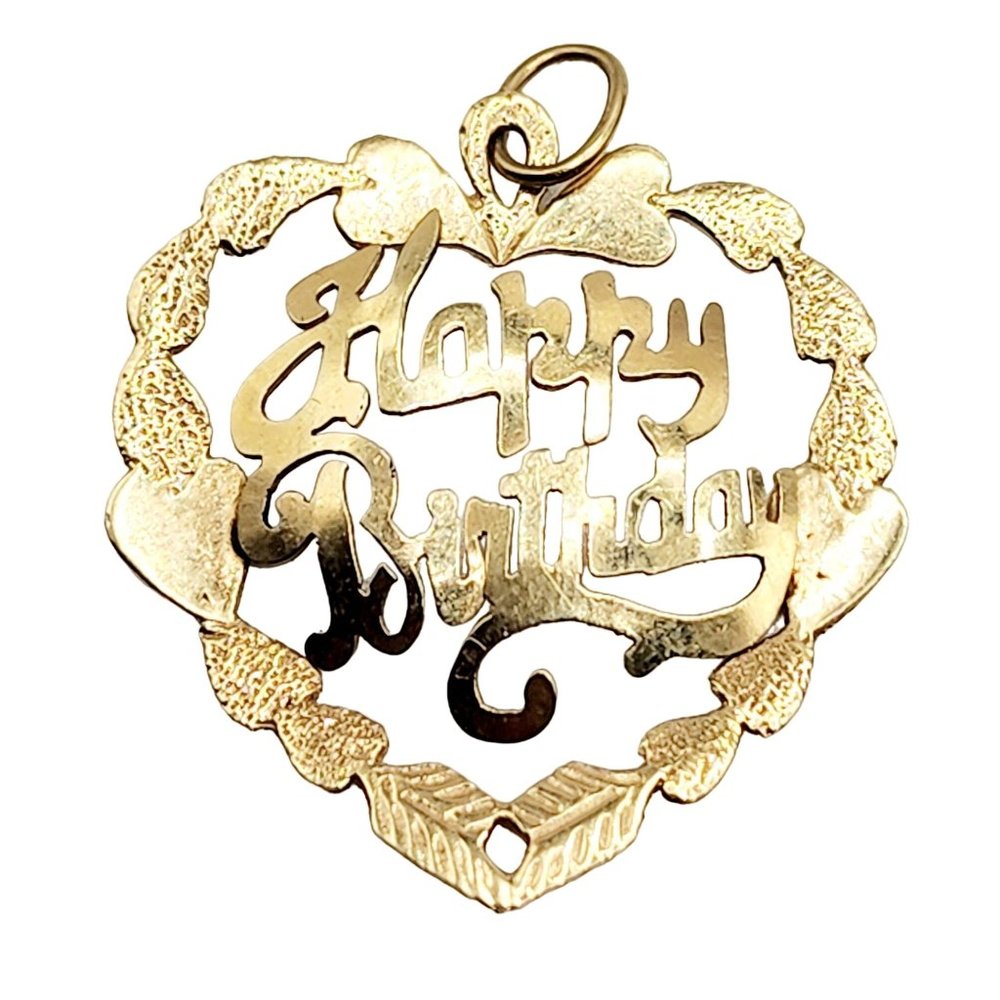Vintage 14 KT Gold Happy Birthday Hallmarked Charm (A5021)